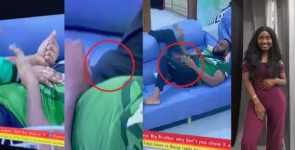 BBNaija 2019: Nelson covers his erection after Esther places her hand on him (Video)